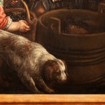 Detail of an oil painting of rural people harvesting food. Artwork details: Artist: Leandro Bassano (Leandro da Ponte) (area). Artwork title: L'Autunno. Artwork dates: c.1600-10. Artwork medium: Oil on canvas. Artwork dimensions: 144.5 x 221 cm.
