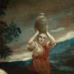 Detail depicting a woman with a jug on her head.
