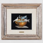painting of four doves drinking