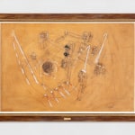 A work on marouflé paper using coloured pencils and pastels of an abstract image.