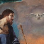 Detail of the painting depicting Christ with a dove.