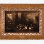 An oil painting of monks reflecting in a cellar.