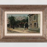 An oil painting of the restaurant 'A mon idee'. Artwork details: Artist: Maurice Utrillo. Artwork title: Le restaurant 'A mon idee'.