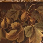 Detail of an oil on canvas painting of pears.