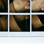 Detail of mosaic composed of polaroids with artist's signature, date and ownership of work.