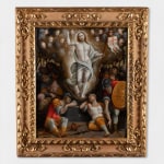 An oil painting of the resurrection of Christ.