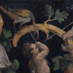 detail of a fresco depicting grotesques and the god Mars