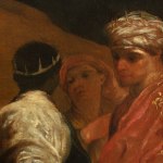 Detail of a painting depicting three figures