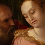 Detail of a painting depicting the Holy Family with St. John and St. Francis