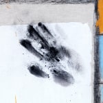 Detail of abstract canvas representing a handprint