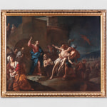 Painting depicting the Gospel passage in which Christ heals the possessed man