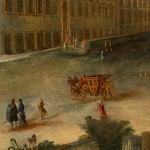 Detail of the painting depicting the Piazza del Quirinale in Rome