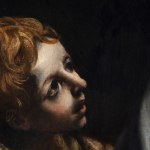 Detail of a painting depicting the apparition of the son Evangelist and an angel to Saint Frances of Rome
