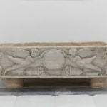 A marble sarcophagus.