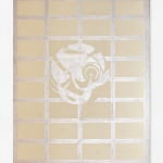 Canvas depicting a lattice with an abstract flower in the centre.