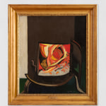 An oil painting of a wood stove. Artwork details: Artist: Renato Guttuso. Artwork title: Stufa a legna. Artwork year: 1948. Artwork medium: Oil on canvas. Artwork dimensions: 70 x 60 cm.