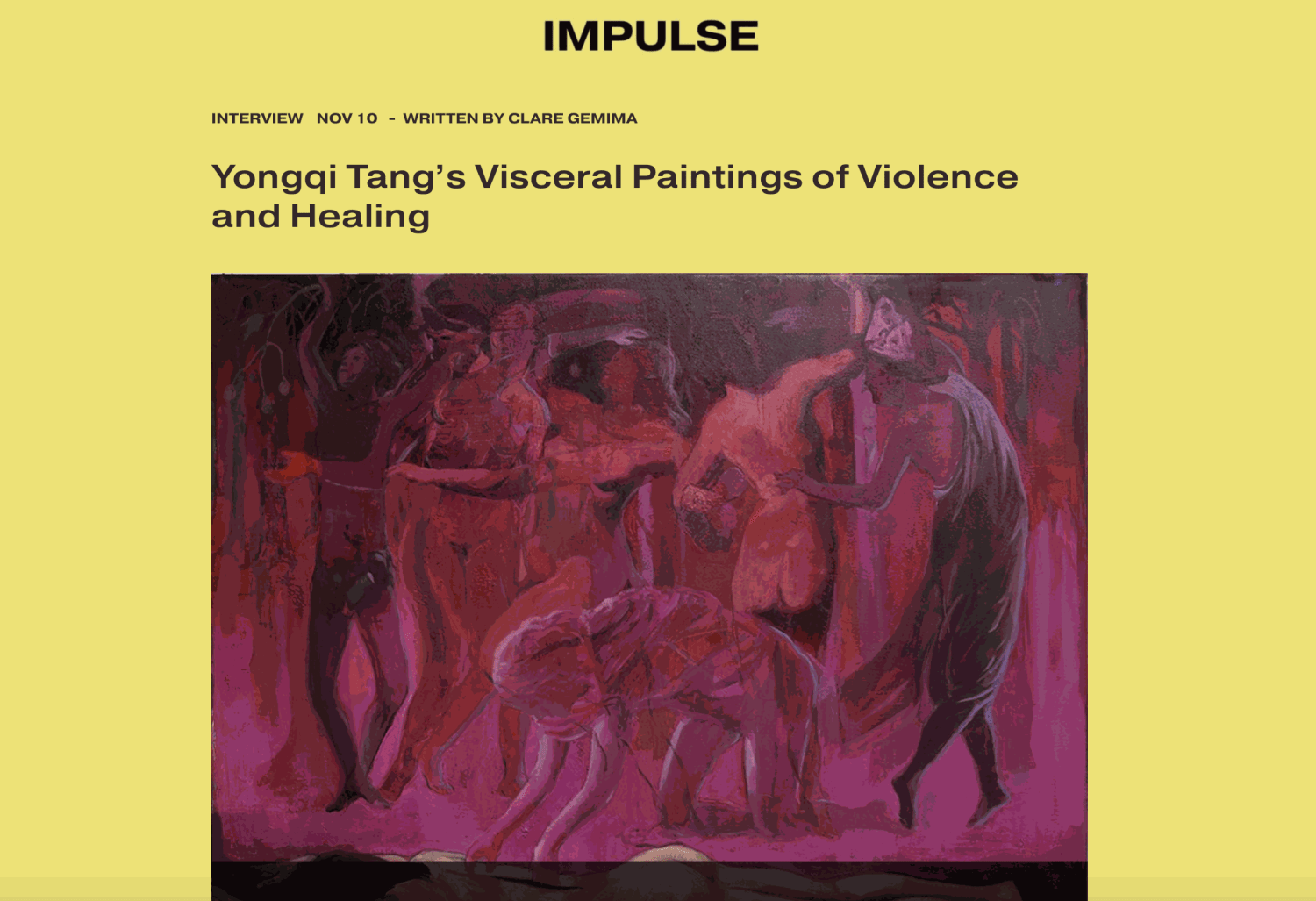 IMPULSE: Yongqi Tang’s Visceral Paintings of Violence and Healing