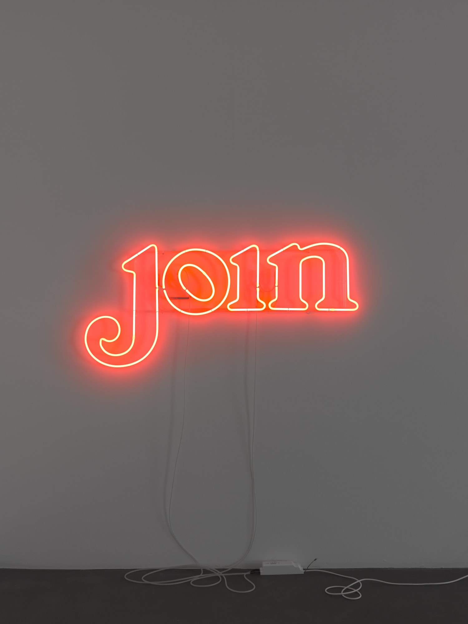Mitchell Anderson - Join (all you need is a heart and a dollar (Anonymous, c. 1917)), 2020. Neon, glass 59 x 130 cm 23 1/4 x 51 1/8 in