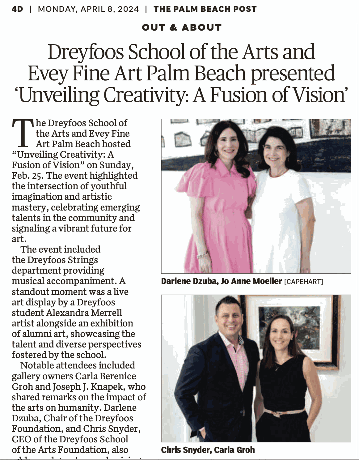Dreyfoos School of the Arts and Evey Fine Art Palm Beach presented ‘Unveiling Creativity: A Fusion of Vision’