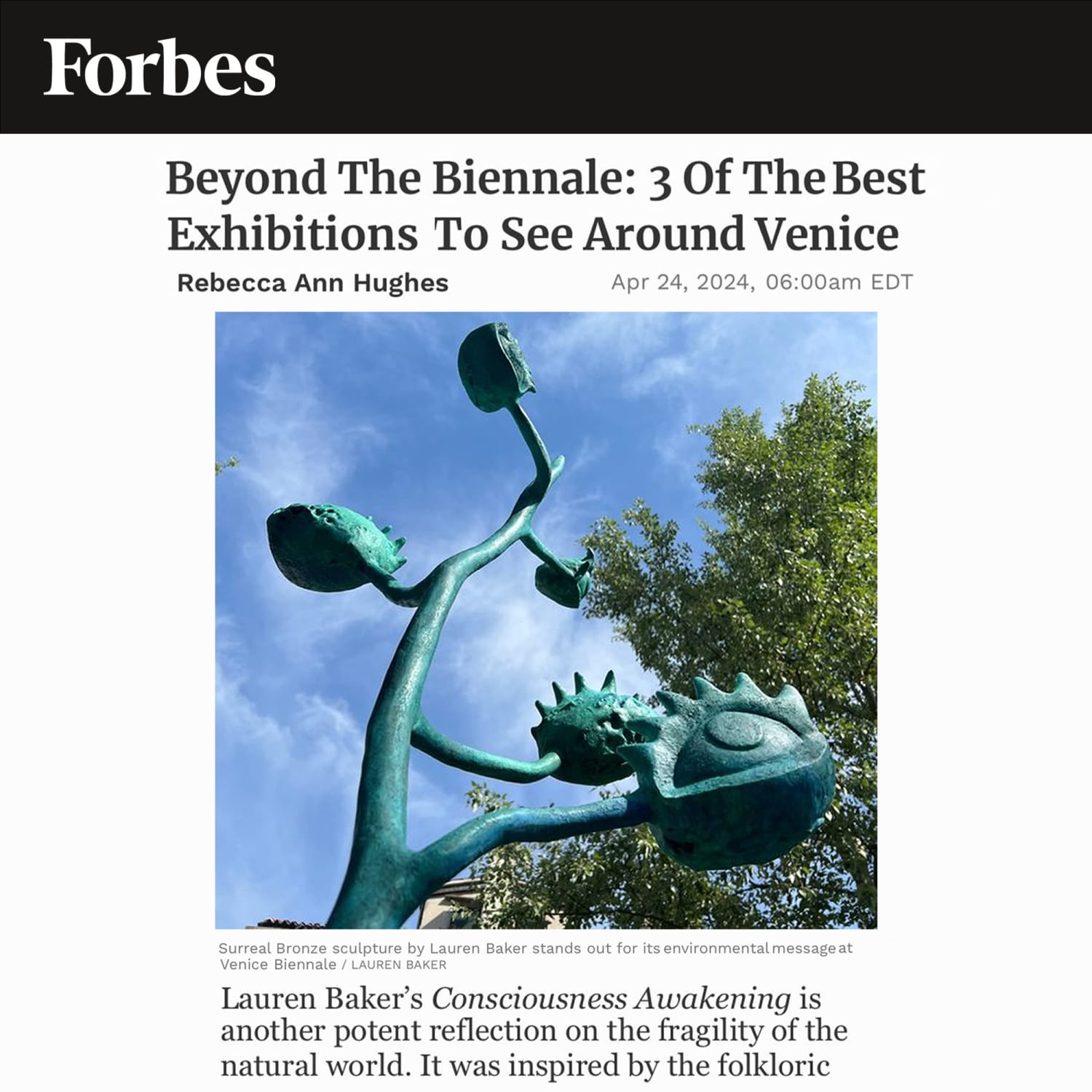 Forbes - 3 Of The Best Exhibitions To See Around Venice - Apr 2024