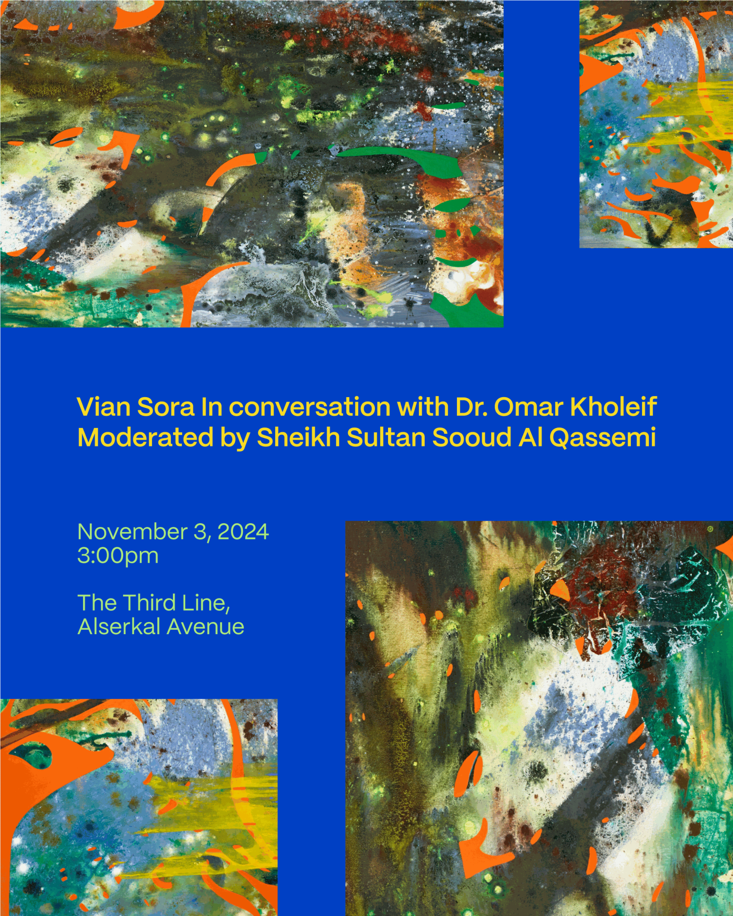 Conversation between Vian Sora, Dr. Omar Kholeif moderated by Sheikh Sultan Sooud Al Qassemi