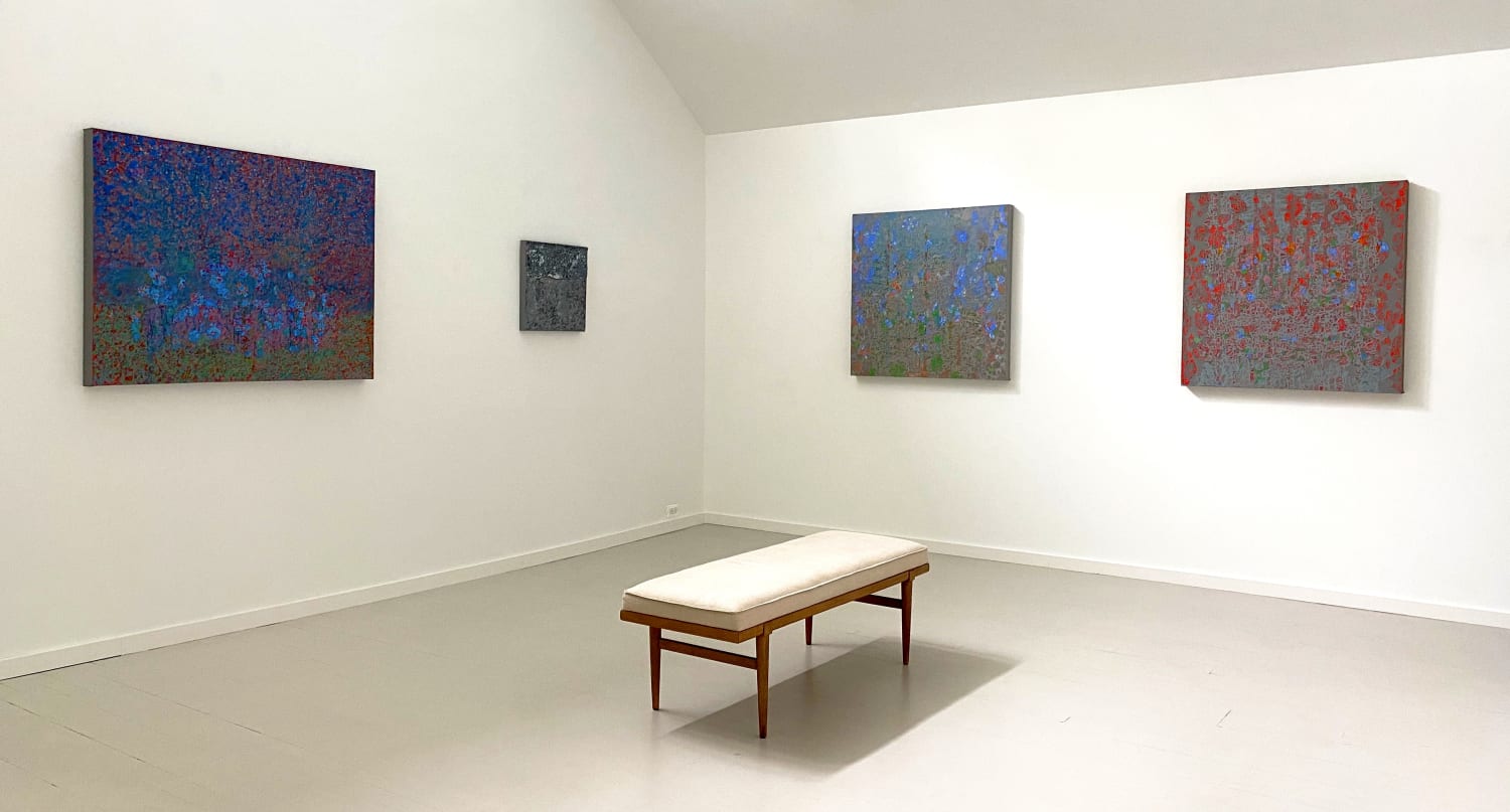 Four Hector Leonardi paintings shown on adjacent walls in the Main Gallery.
