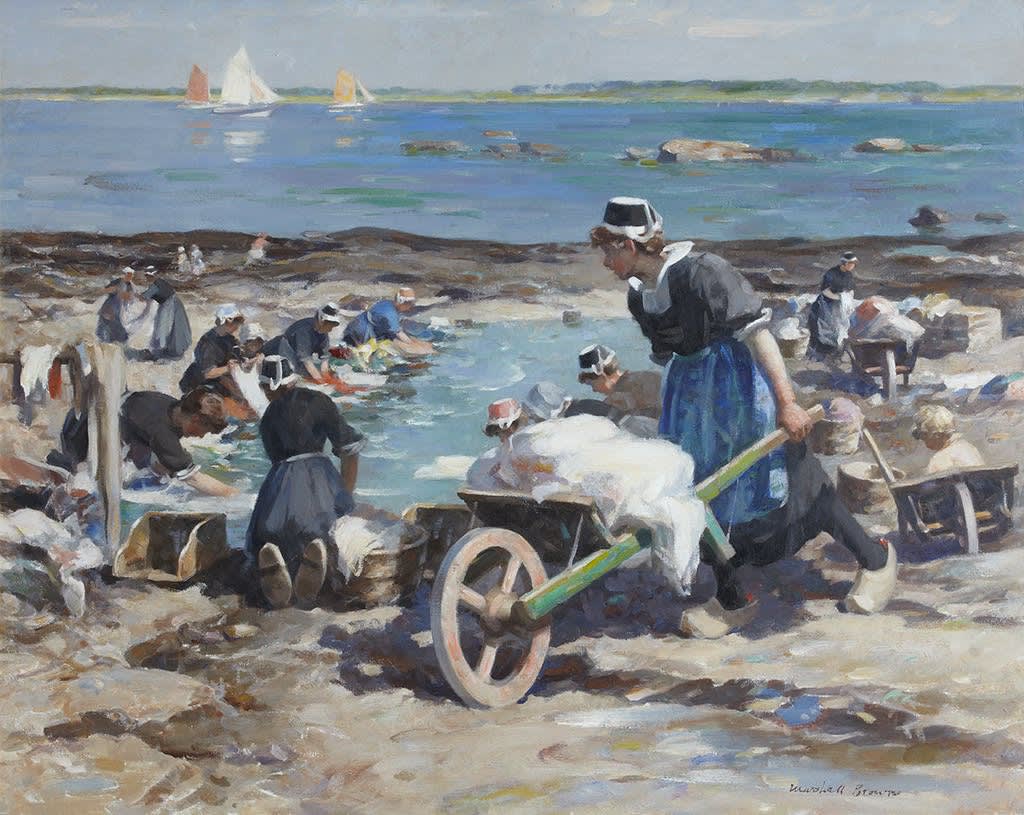 William Marshall Brown RSA (1863-1936) A Breton Washing Pool  Oil on canvas, around 1927-30, 104.9 x 127.5cm  RSA Diploma Collection (Deposited, 1930) 1996.002