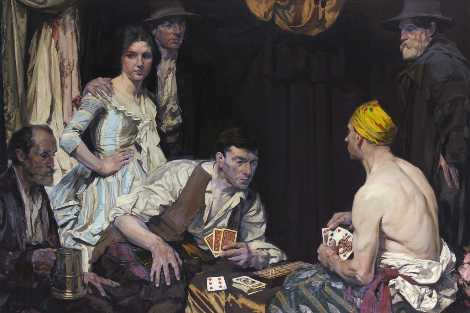 Walter Graham Grieve RSA RSW (1872-1937), The Cribbage Players  Oil on canvas, arouns 1919-20,120.8 x 181.8cm  RSA Diploma Collection (Deposited, 1933) 2000.078
