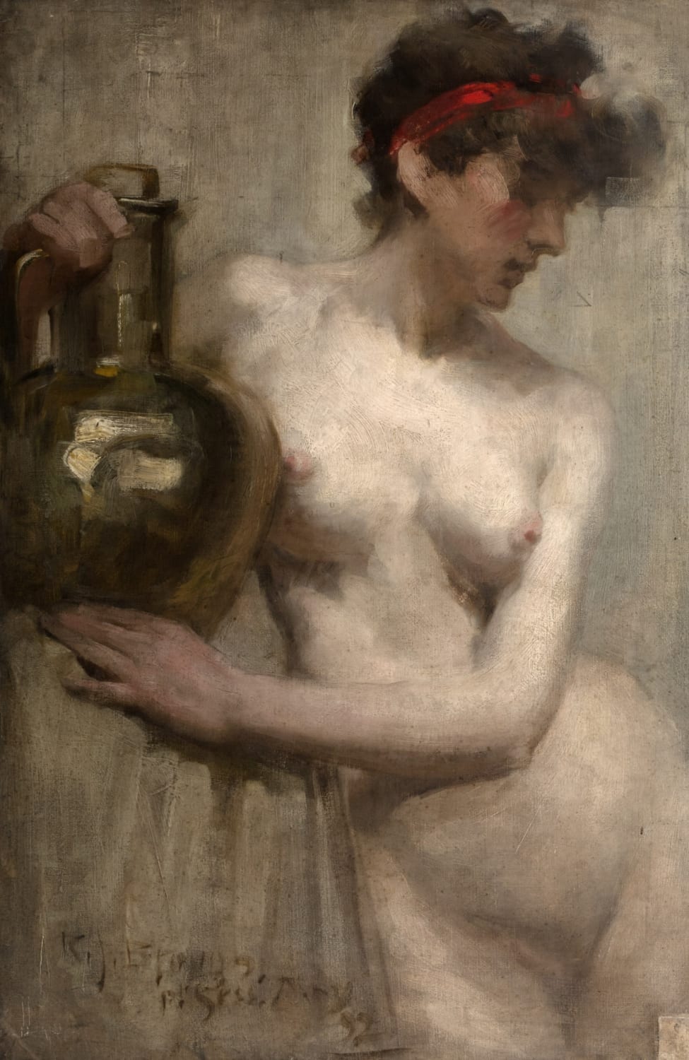 Brough Robert Female Nude With Brass Urn 1892
