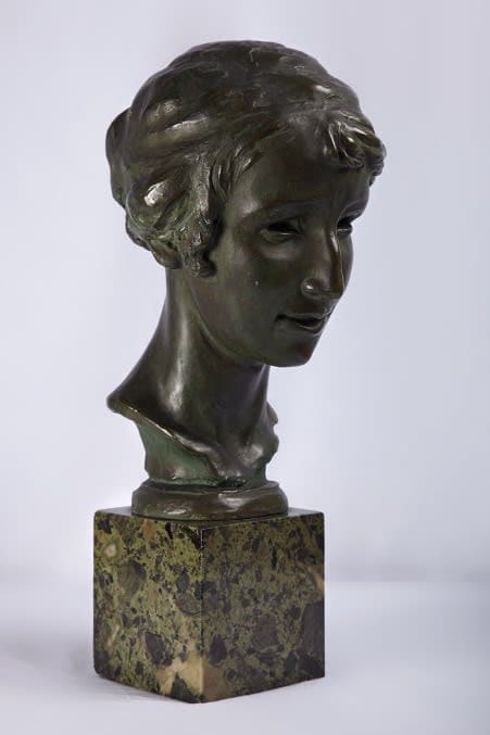 Alexander Proudfoot RSA (1878-1957) Head of a Girl  bronze, 1920, 35.0 x 18.5 x 23.0 cm  RSA Diploma Collection (Deposited 1932) 2000.037