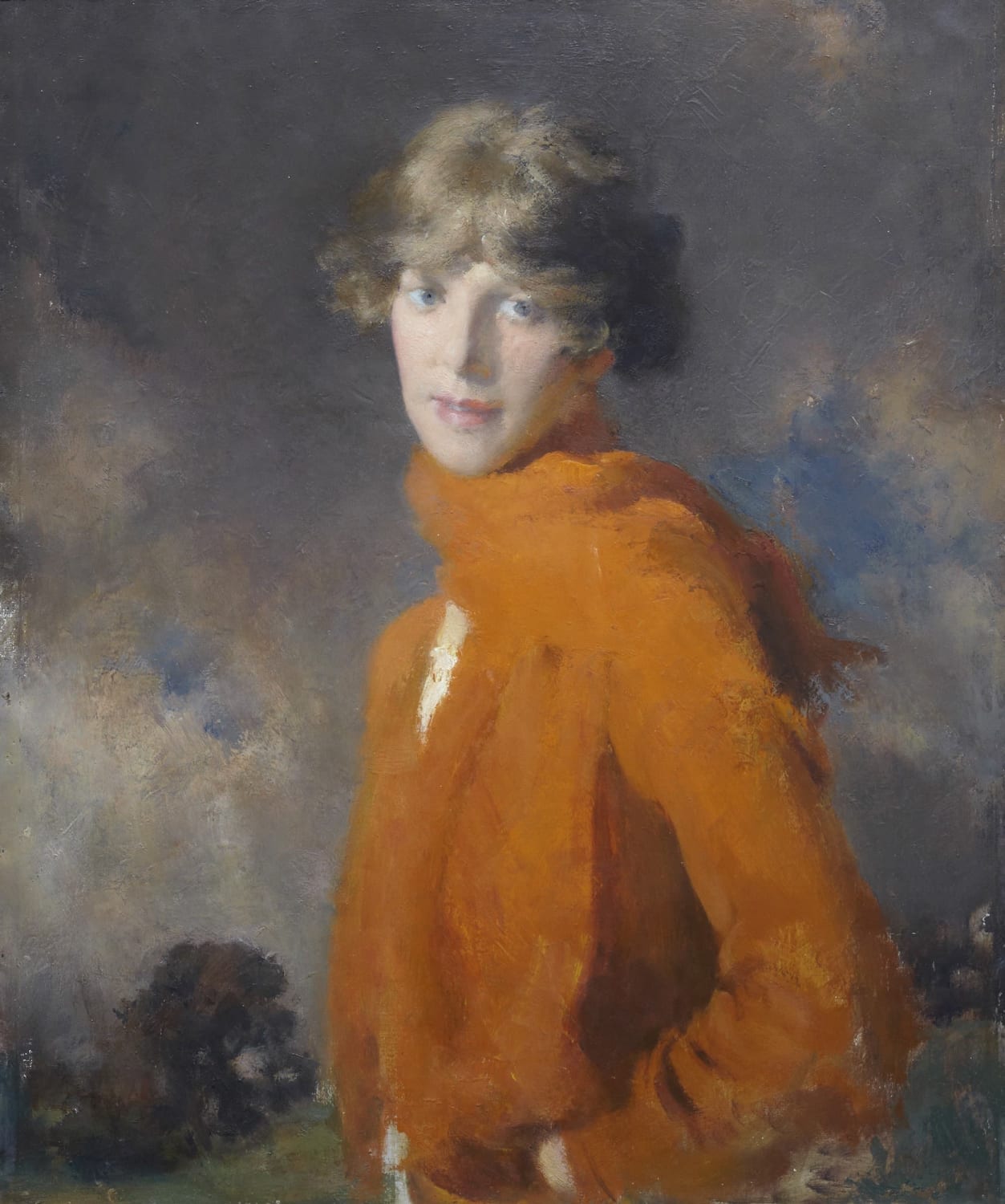Henry Lintott RSA (1877-1965), Orange and Grey [the artist's first wife]  Oil on canvas, around 1919, 76.4 x 63.7cm  RSA Thorburn Ross Memorial Fund Purchase (1919) 1992.008