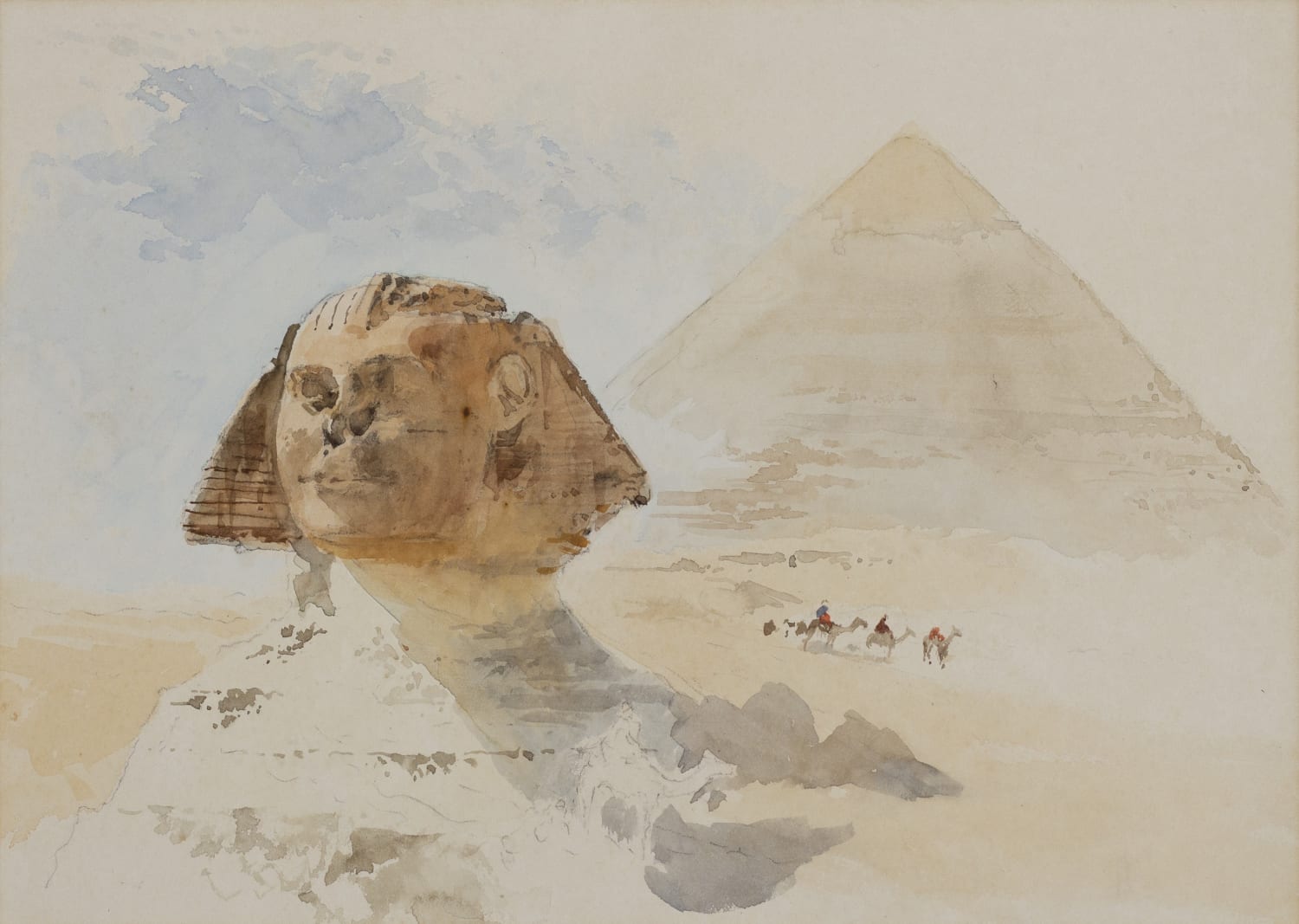 Keeley Halswelle ARSA (1832-91) Sphinx and Great Pyramid of Cheops, Giza  Watercolour on paper, around 1888, 25.3 x 35.5cm  Purchased from Lawrences (Auctioneers), Taunton, 2020. 2020.0122.2