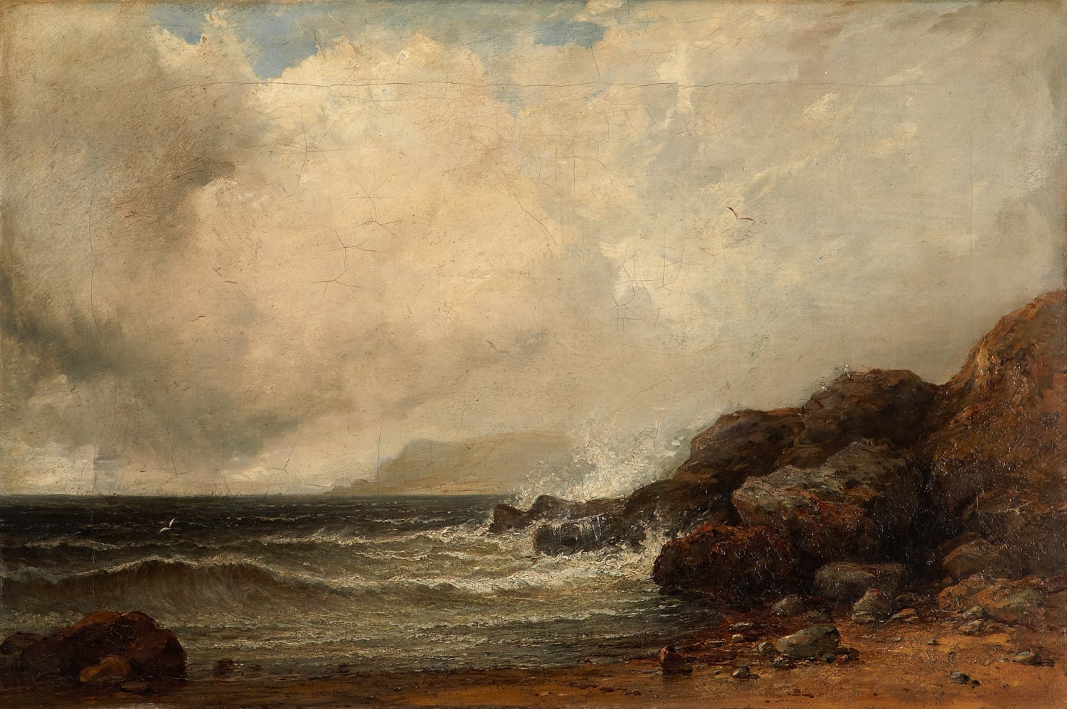 Edmund Thornton Crawford RSA (1806-85) Coast scene - a storm [Coast Scene - North Berwick]  Oil on canvas, around 1860, 44 x 66.1 cm  RSA Diploma Collection (Deposited, 1860) 1992.074