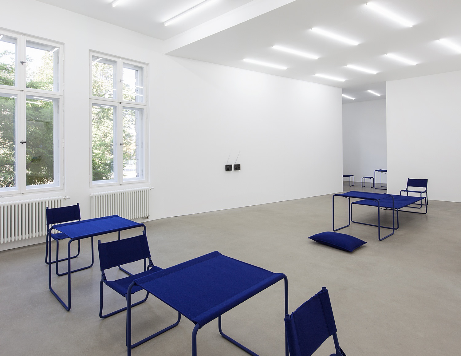 Sequence (chair, table, chair, table, chair), 2014 (front) Sequence (chair, bed, table, pillow), 2014 (back) Sequence (chair, interval, stool, table),...