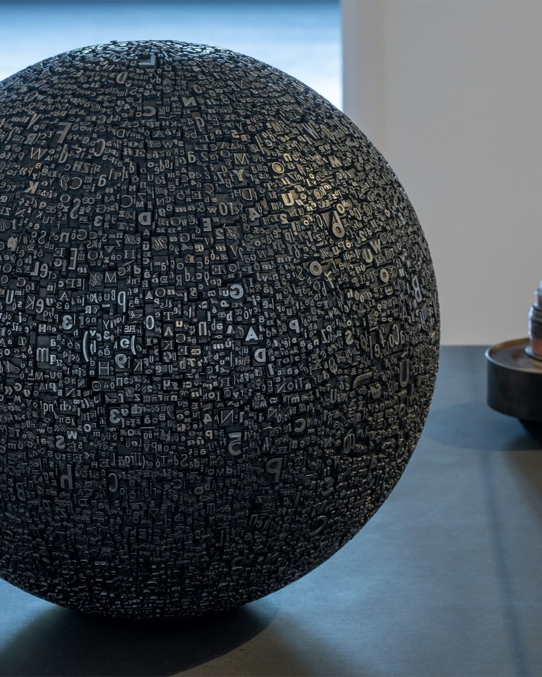 Rosa Barba, Language Infinity Sphere and Language Infinity Sphere, 2018. Lead, steel. Exhibition view: Rosa Barba, The Color Out of...