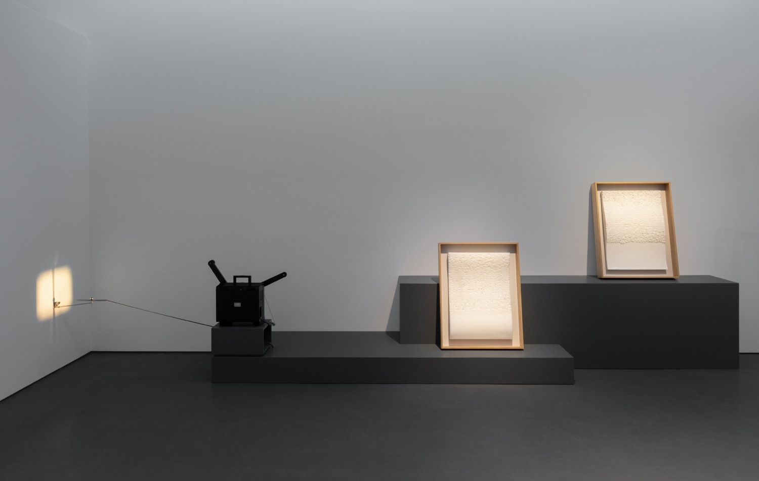 Left: Rosa Barba, Invisible Act, 2010. Middle and Right: Rosa Barba, Liberties, 2020. Exhibition view: Fixed in Fleeting: Performative Objects...