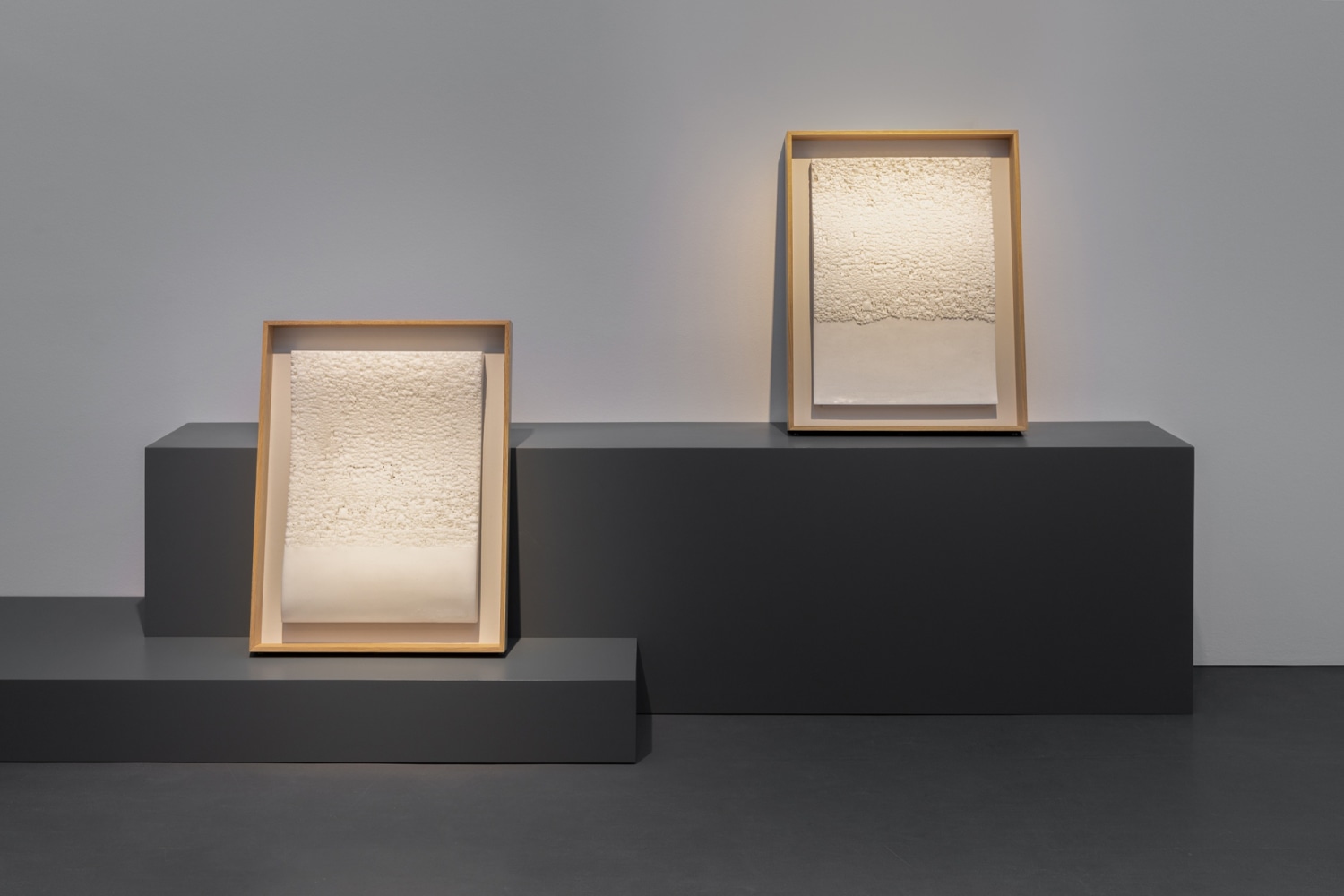 Left and Right: Rosa Barba, Liberties, 2020. Exhibition view: Fixed in Fleeting: Performative Objects and Tape Journals, Esther Schipper, Berlin,...