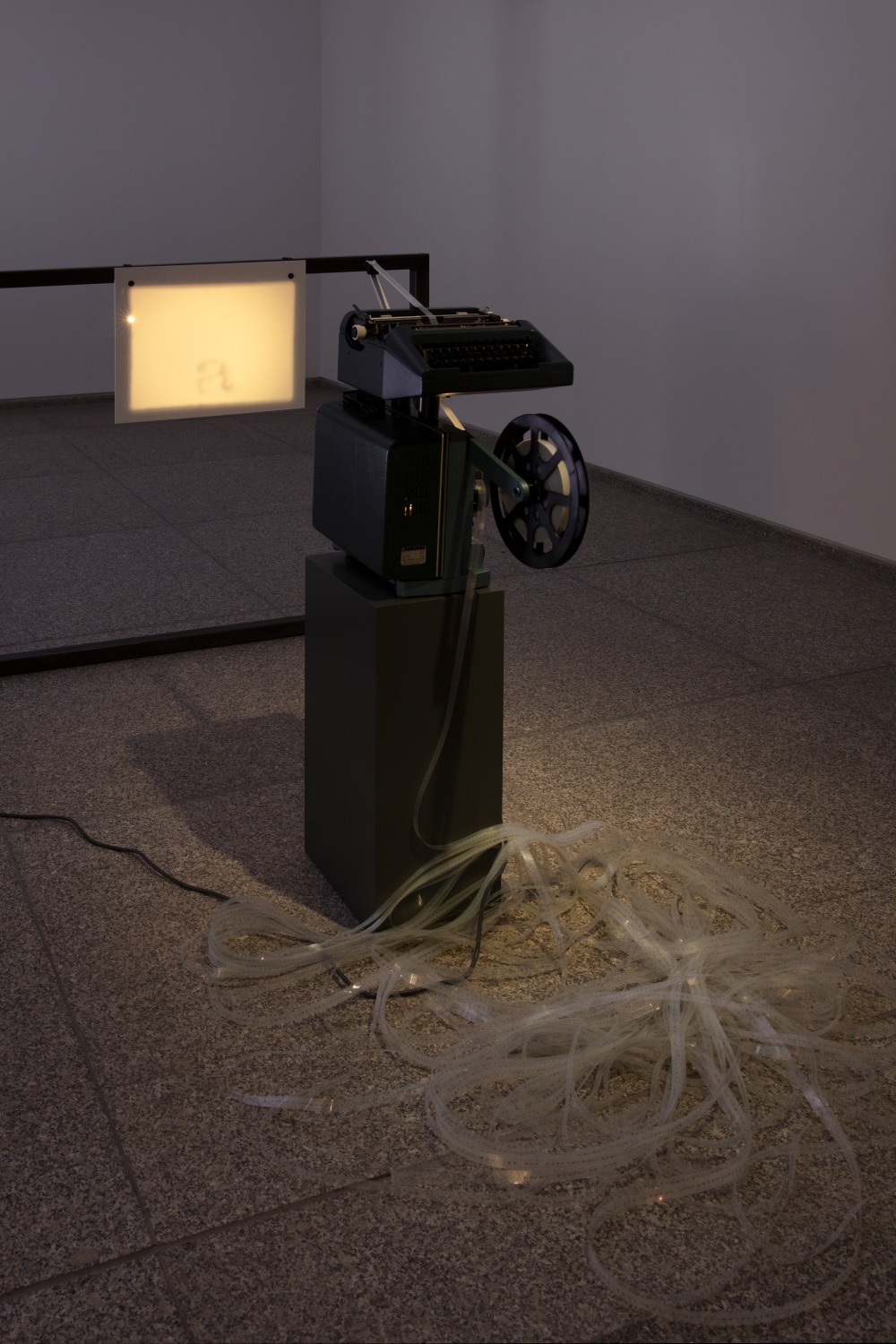 Rosa Barba Spacelength Thought, 2012 16 mm film, projector, typewriter, programming Dimensions variable Projection distance: 2-2.5 m approx. Exhibition view:...
