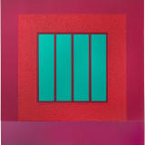 Peter Halley Magenta Prison, 2002 Acrylic, Day-Glo acrylic and Roll-a-Tex on canvas, 47 x 44 inches (119.4 x 111.8 cm)