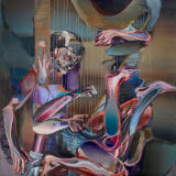 Justine Otto The Harpist, 2022 Oil on linen, 63 x 51 in. (160 x 129.5 cm)