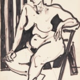 Albert Kotin Seated Nude, circa 1948 Marker on spiral notebook paper, 10 x 8 in. (25.4 x 20.3 cm)