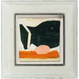 Chloë Lamb Smal Pink, 2024 Oil and collage on wood, 7 1/4 x 7 in. (18.4 x 17.8 cm)