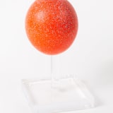 John Knuth Untitled, 2021 Acrylic/flyspeck on ostrich egg on acrylic stand, 7 x 5 x 5 inches (17.8 x 12.7...