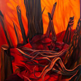 Rachel MacFarlane Charred Forest at Goose Pond, 2021 Oil on canvas, 72 x 60 in. (182.9 x 152.4 cm)