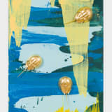 John Knuth Crawlers Learning to Explore, 2023 Gilded horseshoe crab shells and enamel on linen, 48 x 36 in. (121.9...