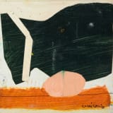 Chloë Lamb Smal Pink, 2024 Oil and collage on wood, 7 1/4 x 7 in. (18.4 x 17.8 cm)