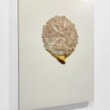 Hayoon Jay Lee Eternal Mother – Watching, 2023–24 Rice, modeling paste, 24k gold, and acrylic on wood panel, 48 x...