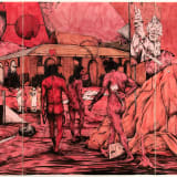 William Buchina Scenery in Red #4, 2020 Ink on paper, 50 x 114 inches (127 x 289.6 cm) (triptych)