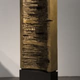 Arnaldo Pomodoro Successioni n. 2, 1962 Bronze, mounted on painted steel base, 55 1/2 x 25 x 8 1/2 inches...