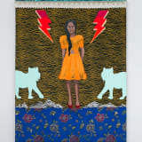Suchitra Mattai The Power to Give, The Power to Receive, 2022 Acrylic, oil, and fiber trim on fabric, 60 x...